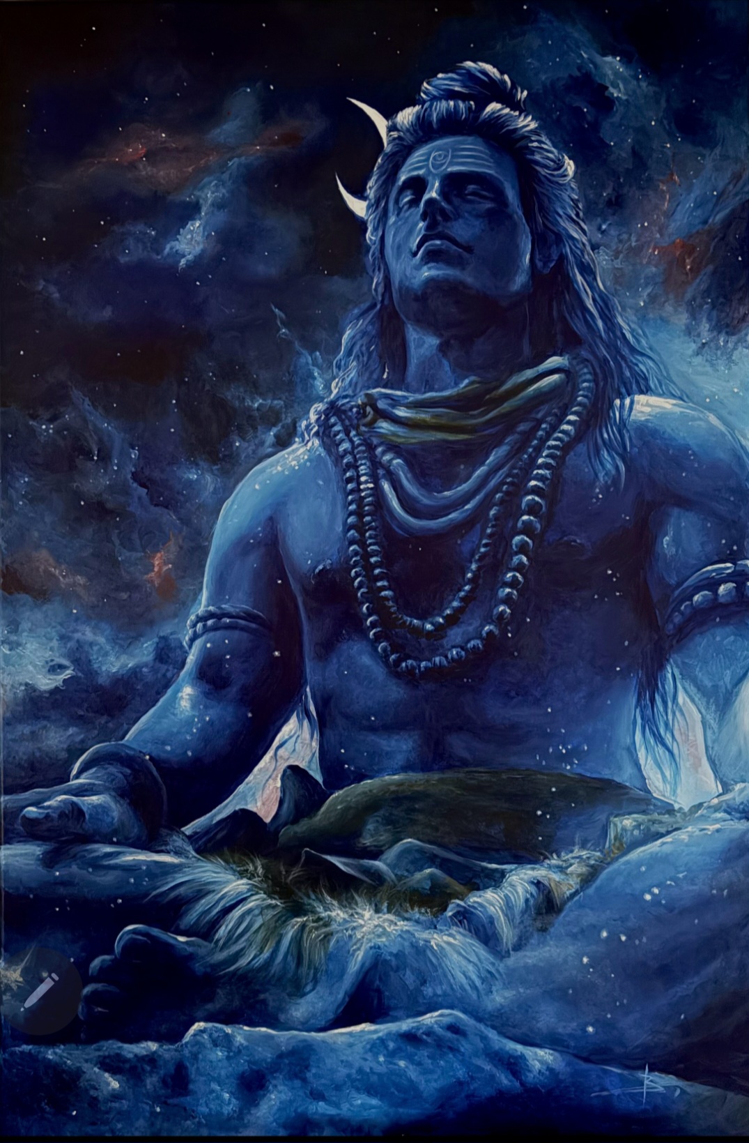 Shiva in Deep Meditation — Original Acrylic Painting by Vincent Scurro