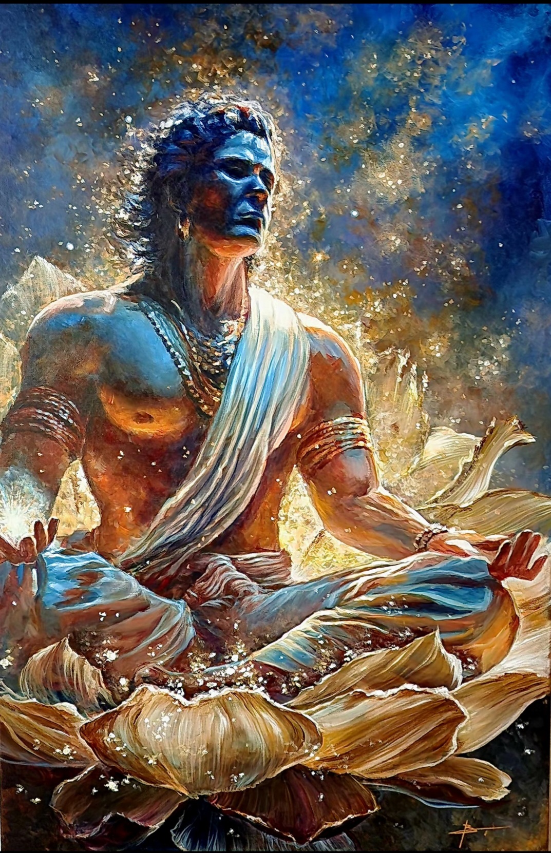 Brahma in Lotus — Original Acrylic Painting by Vincent Scurro