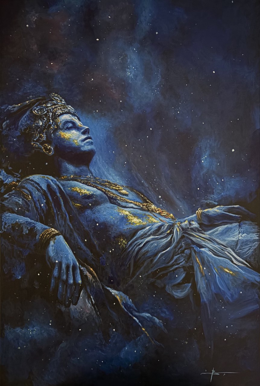 Vishnu in Cosmic Preservation — Original Acrylic Painting by Vincent Scurro